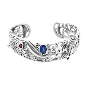 Bali Legacy Kashmir Kyanite and Multi Gemstone 3.15 ctw Sea Creature Cuff Bracelet in Sterling Silver (7.25 In)