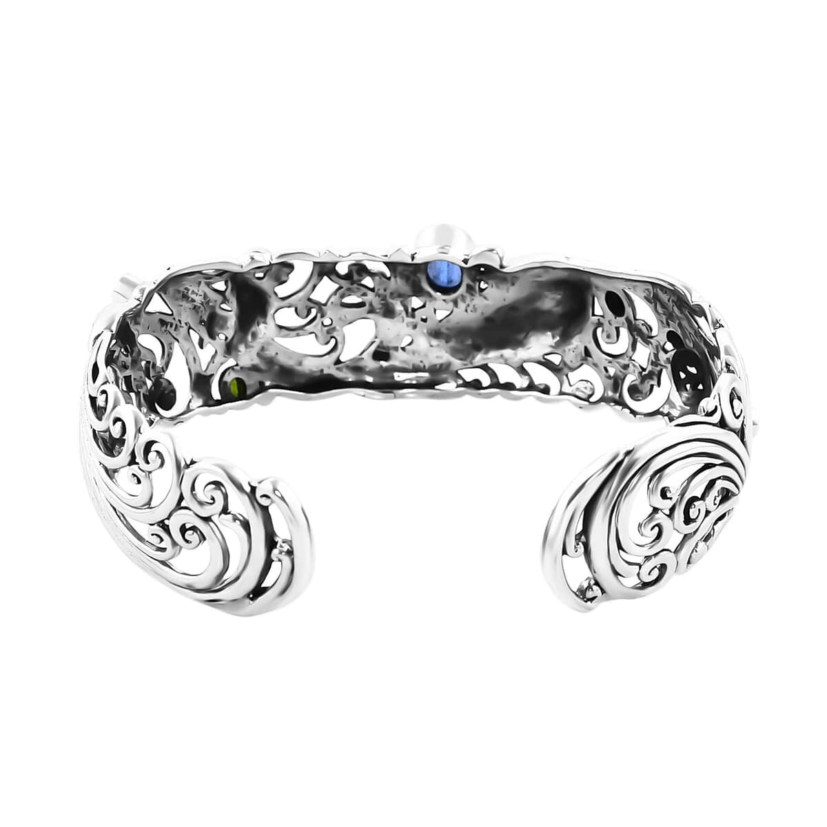 Bali Legacy Kashmir Kyanite and Multi Gemstone 3.15 ctw Sea Creature Cuff Bracelet in Sterling Silver (7.25 In) image number 4