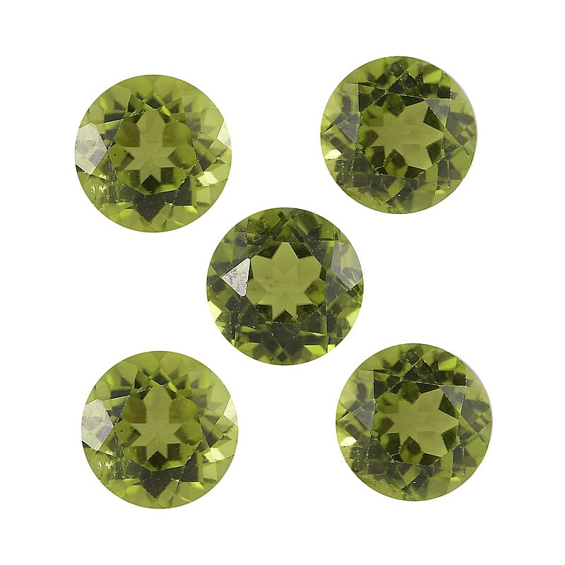 Peridot Set of 5 (Rnd 7 mm) 7.30 ctw Loose gemstone