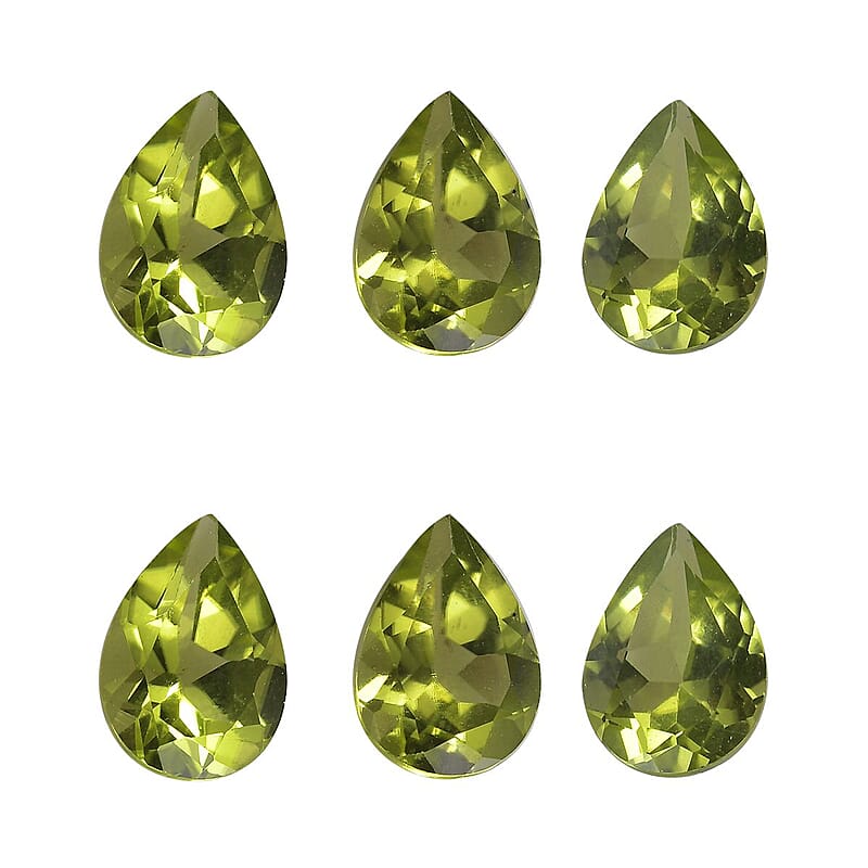 Arizona Peridot Set of 6 (Pear 7x5 mm) 4.20 ctw Loose gemstone