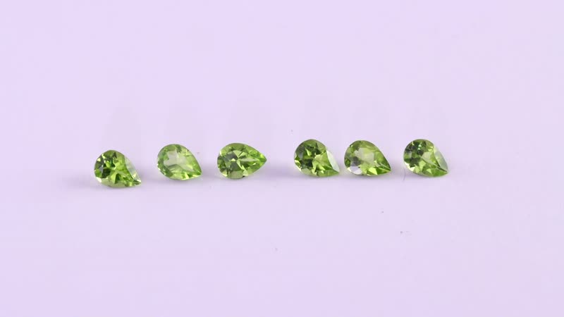 Arizona Peridot Set of 6 (Pear 7x5 mm) 4.20 ctw Loose gemstone