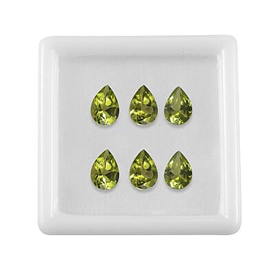 Arizona Peridot Set of 6 (Pear 7x5 mm) 4.20 ctw Loose gemstone
