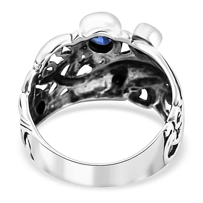 Bali Legacy Kashmir Kyanite and Multi Gemstone 1.40 ctw Sea Creature Ring in Sterling Silver (Size 10.0)