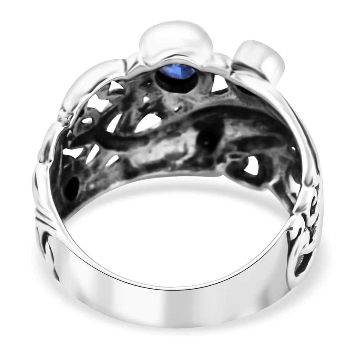 Bali Legacy Kashmir Kyanite and Multi Gemstone 1.40 ctw Sea Creature Ring in Sterling Silver (Size 6.0) image number 5