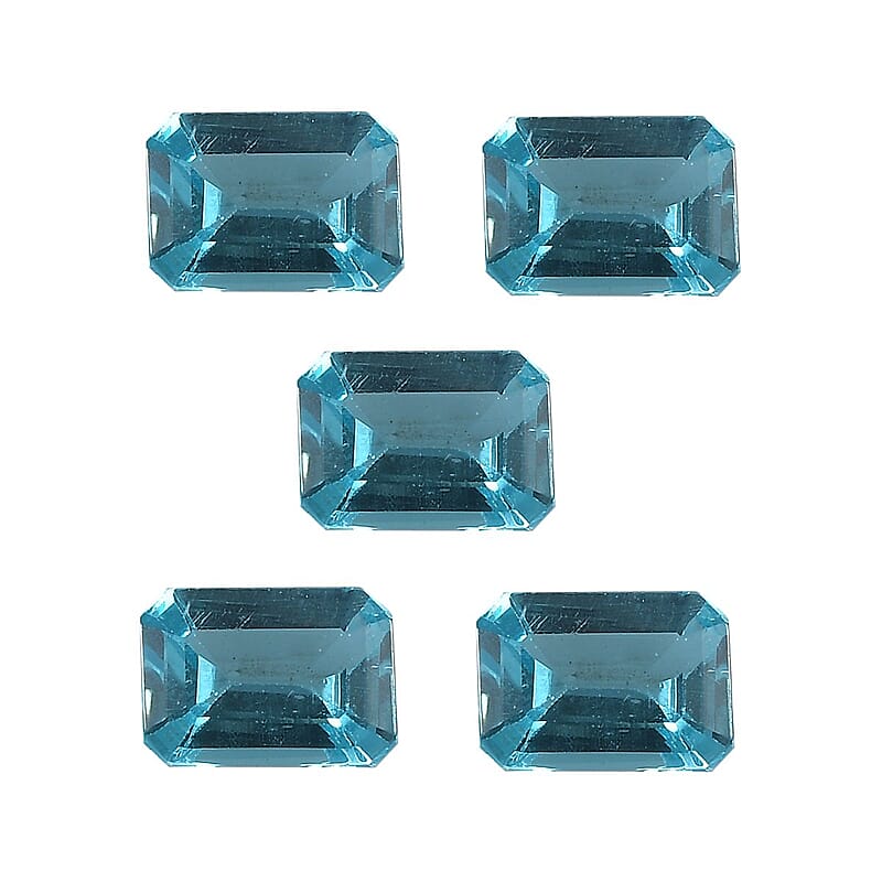 AA Betroka Blue Apatite Set of 5 (Oct 7x5 mm) 4.15 ctw Loose gemstone