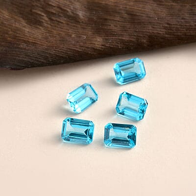 AA Betroka Blue Apatite Set of 5 (Oct 7x5 mm) 4.15 ctw Loose gemstone