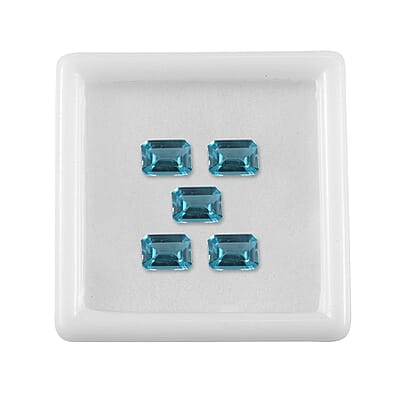 AA Betroka Blue Apatite Set of 5 (Oct 7x5 mm) 4.15 ctw Loose gemstone