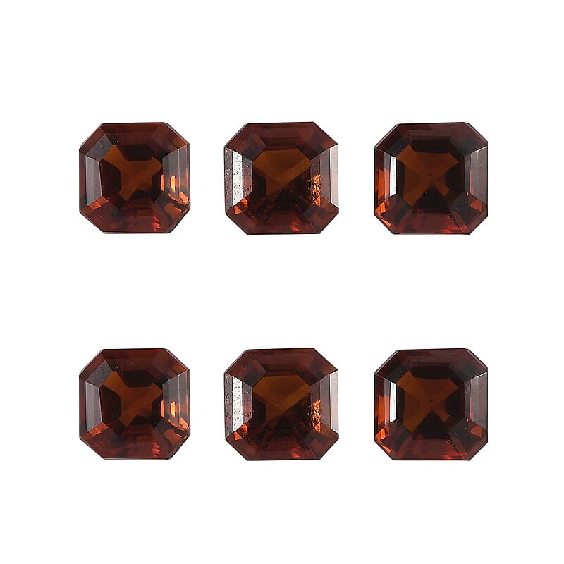 Asscher Cut AA Brazilian Cherry Citrine Set of 6 (Oct 6x6 mm) 5.20 ctw Loose Gemstone
