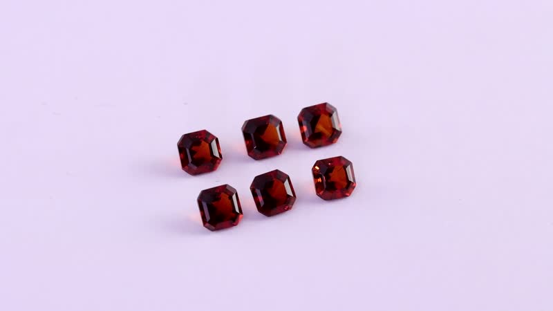 Asscher Cut AA Brazilian Cherry Citrine Set of 6 (Oct 6x6 mm) 5.20 ctw Loose Gemstone