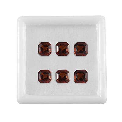 Asscher Cut AA Brazilian Cherry Citrine Set of 6 (Oct 6x6 mm) 5.20 ctw Loose Gemstone
