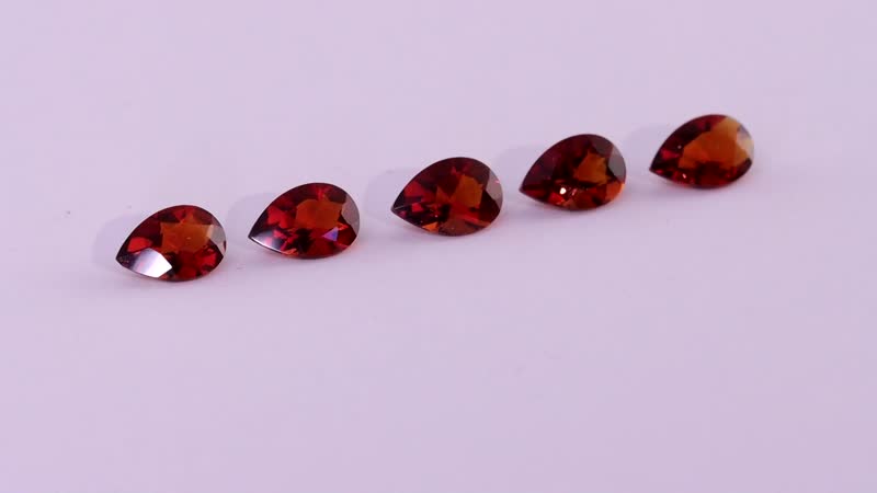 AA Brazilian Cherry Citrine Set of 5 (Pear 9x6 mm) 4.80 ctw Loose Gemstone