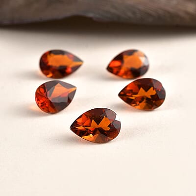AA Brazilian Cherry Citrine Set of 5 (Pear 9x6 mm) 4.80 ctw Loose Gemstone