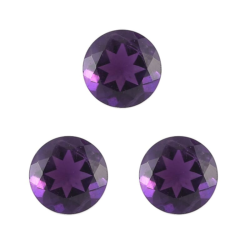 African Amethyst Set of 3 (Rnd 7 mm) 2.93 ctw Loose gemstone