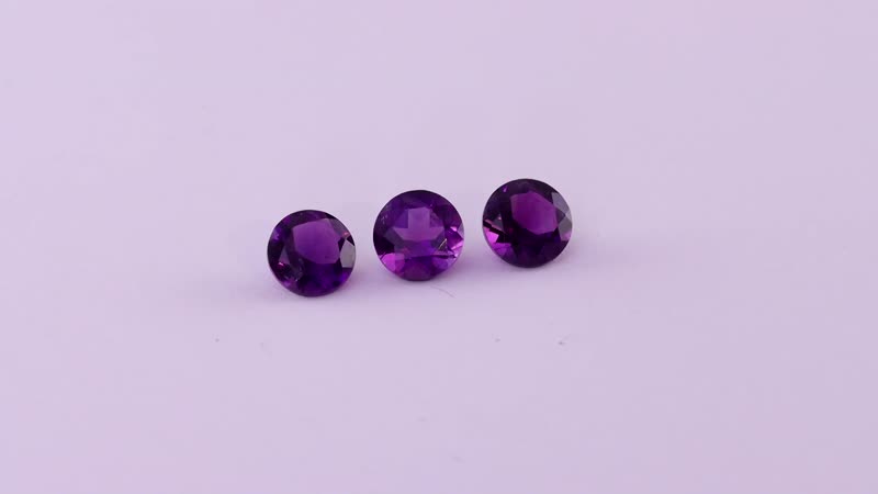 African Amethyst Set of 3 (Rnd 7 mm) 2.93 ctw Loose gemstone