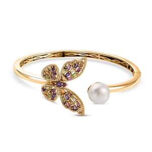 GP Trionfo Collection Multi Gemstone Bangle Bracelet in 18K Vermeil Yellow Gold Over Sterling Silver (7.25 In) 1.85 ctw