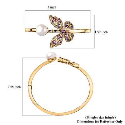 GP Trionfo Collection Multi Gemstone Bangle Bracelet in 18K Vermeil Yellow Gold Over Sterling Silver (7.25 In) 1.85 ctw