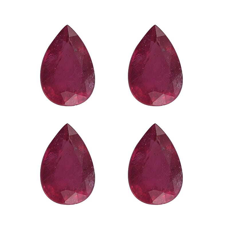 AA Niassa Ruby (FF) Set of 4 (Pear 9x6 mm) 6.20 ctw Loose gemstone