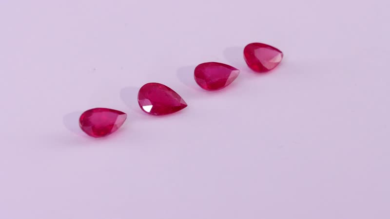 AA Niassa Ruby (FF) Set of 4 (Pear 9x6 mm) 6.20 ctw Loose gemstone