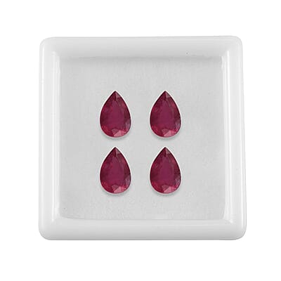 AA Niassa Ruby (FF) Set of 4 (Pear 9x6 mm) 6.20 ctw Loose gemstone