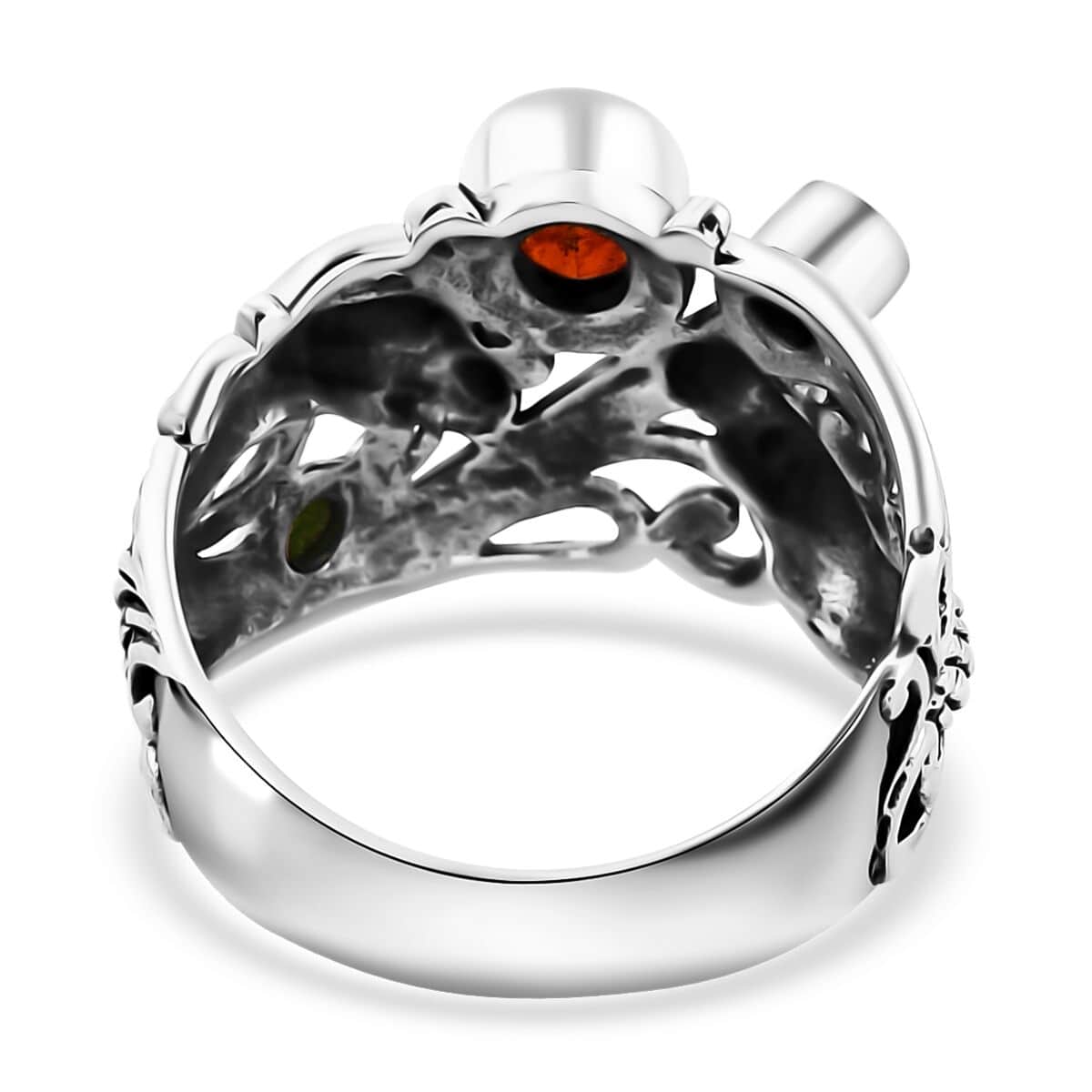 Bali Legacy Orange Kyanite and Multi Gemstone 1.35 ctw Dragon Ring in Sterling Silver (Size 10.0) image number 4