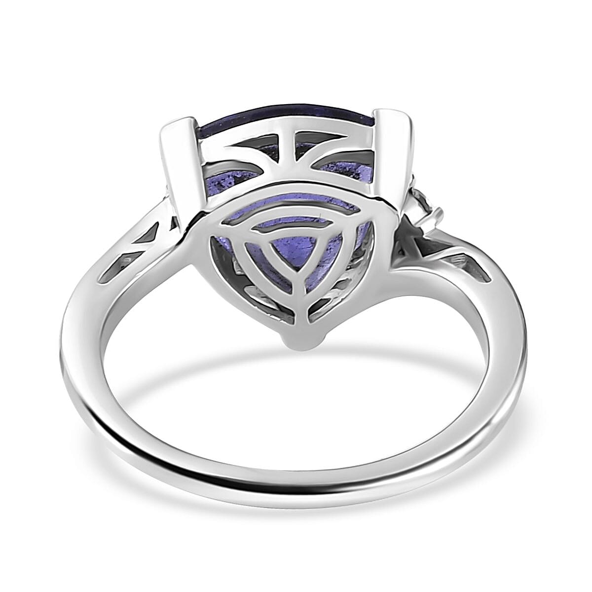 Color Change Fluorite (IR) and Moissanite Ring in Rhodium Over Sterling Silver (Size 6.0) 5.20 ctw