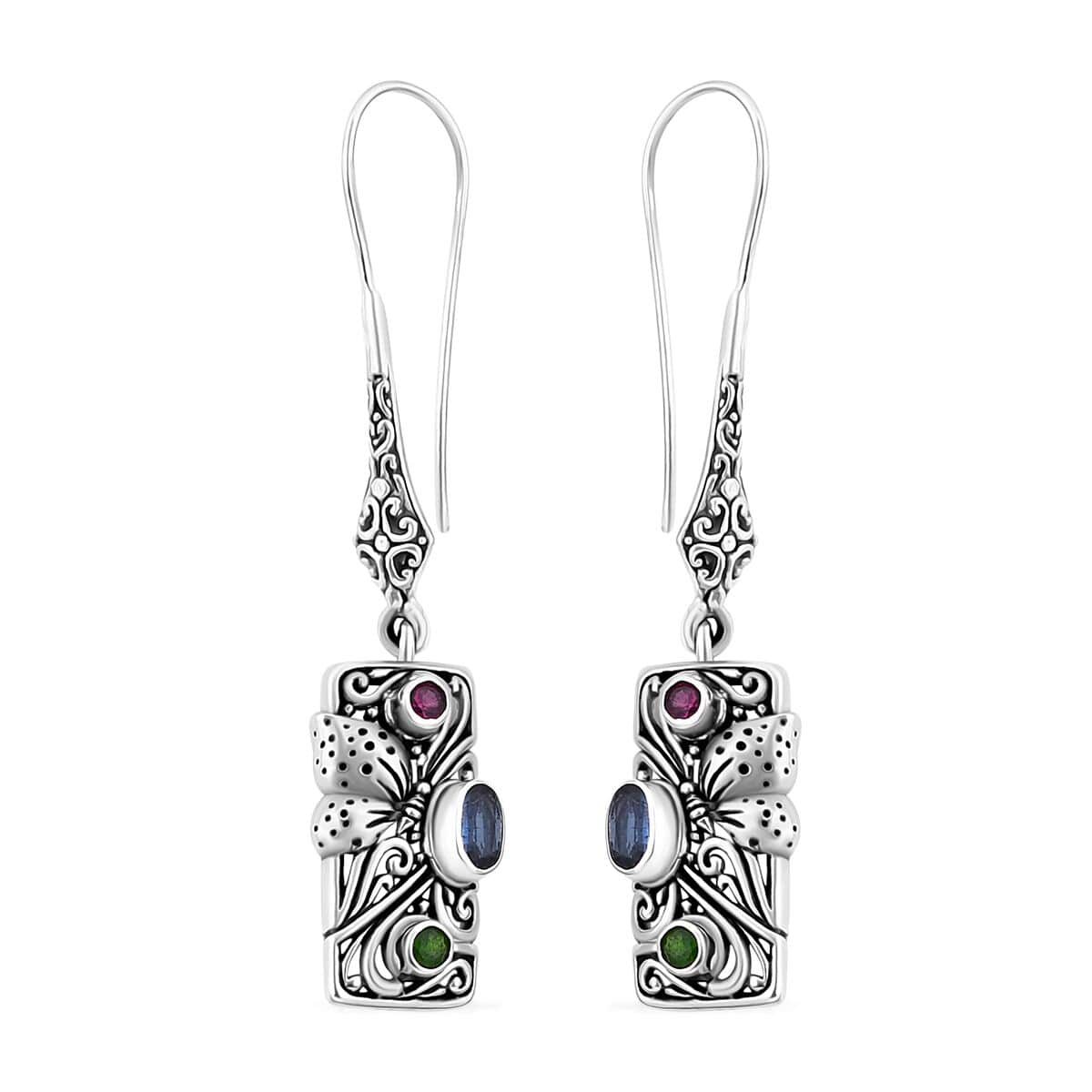 Bali Legacy Indigo Kyanite and Multi Gemstone 1.85 ctw Butterfly Earrings in Sterling Silver image number 0