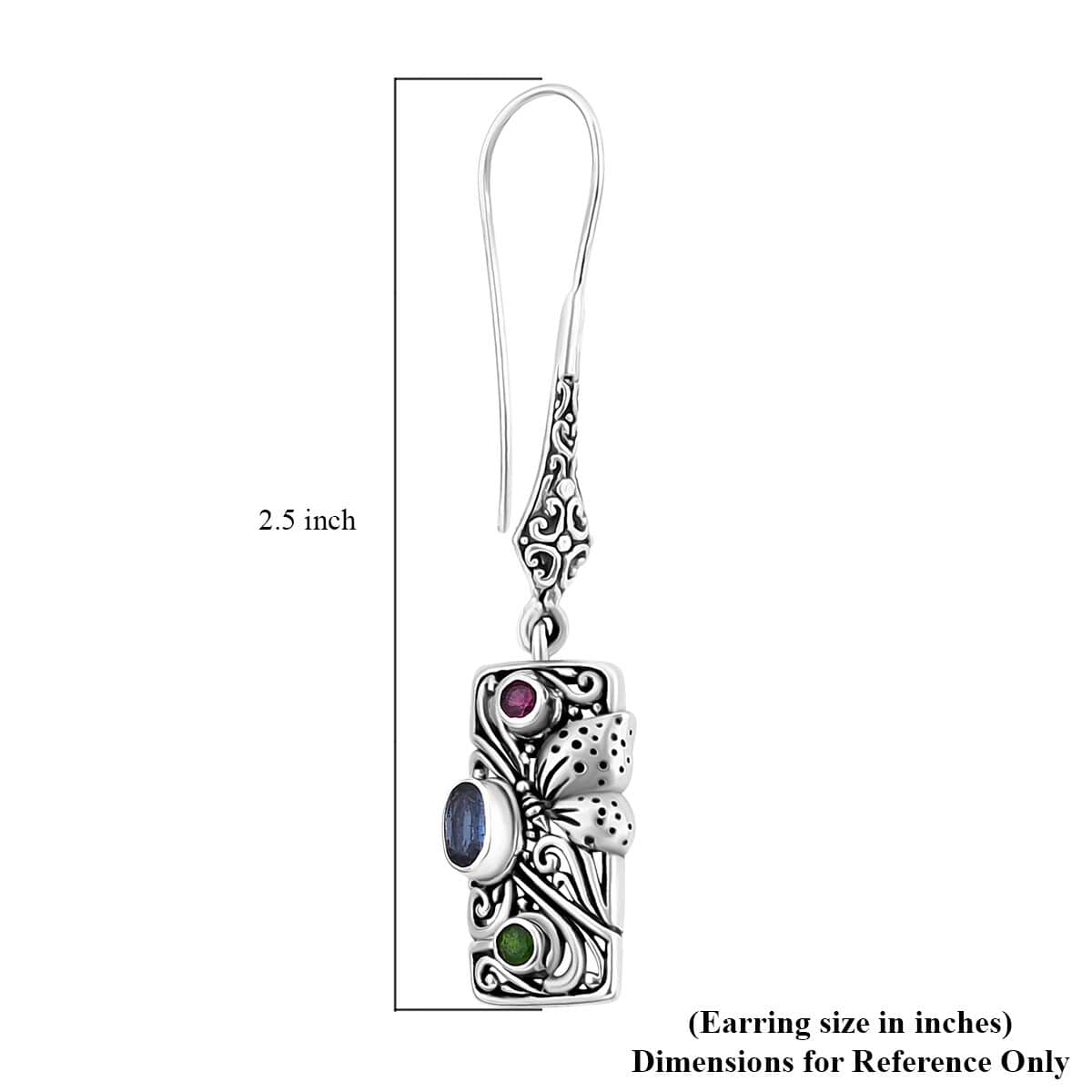 Bali Legacy Indigo Kyanite and Multi Gemstone 1.85 ctw Butterfly Earrings in Sterling Silver image number 4