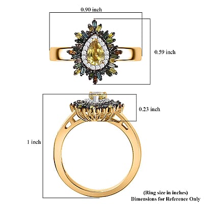 Premium Sphene and Multi Diamond Floral Ring in 18K Vermeil Yellow Gold Over Sterling Silver (Size 10.0) 0.80 ctw