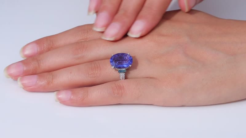 Epic Deal Color Change Fluorite (IR), Blue Diamond (IR), Diamond (0.20 cts) Ring in Rhodium Over Sterling Silver (Size 10.0) 11.35 ctw