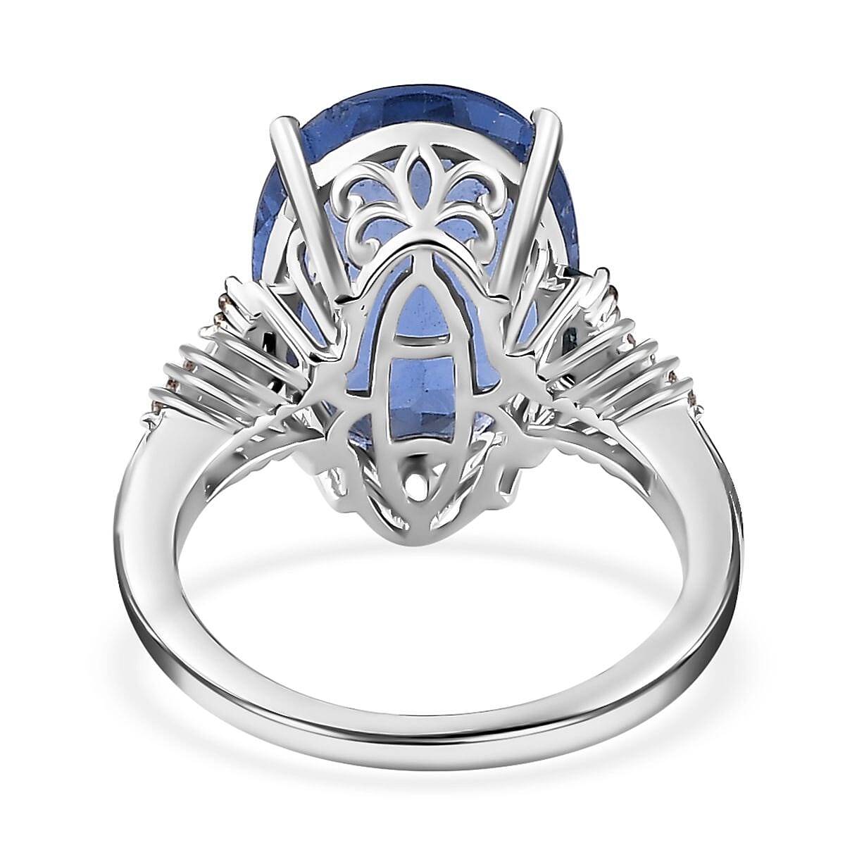 Color Change Fluorite (IR), Blue and White Diamond Ring in Rhodium Over Sterling Silver (Size 10.0) 11.35 ctw