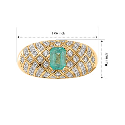 AAA Emerald and White Zircon 2.11 ctw Ring in 18K Vermeil Yellow Gold Over Sterling Silver (Size 9.0) (8.15 g)