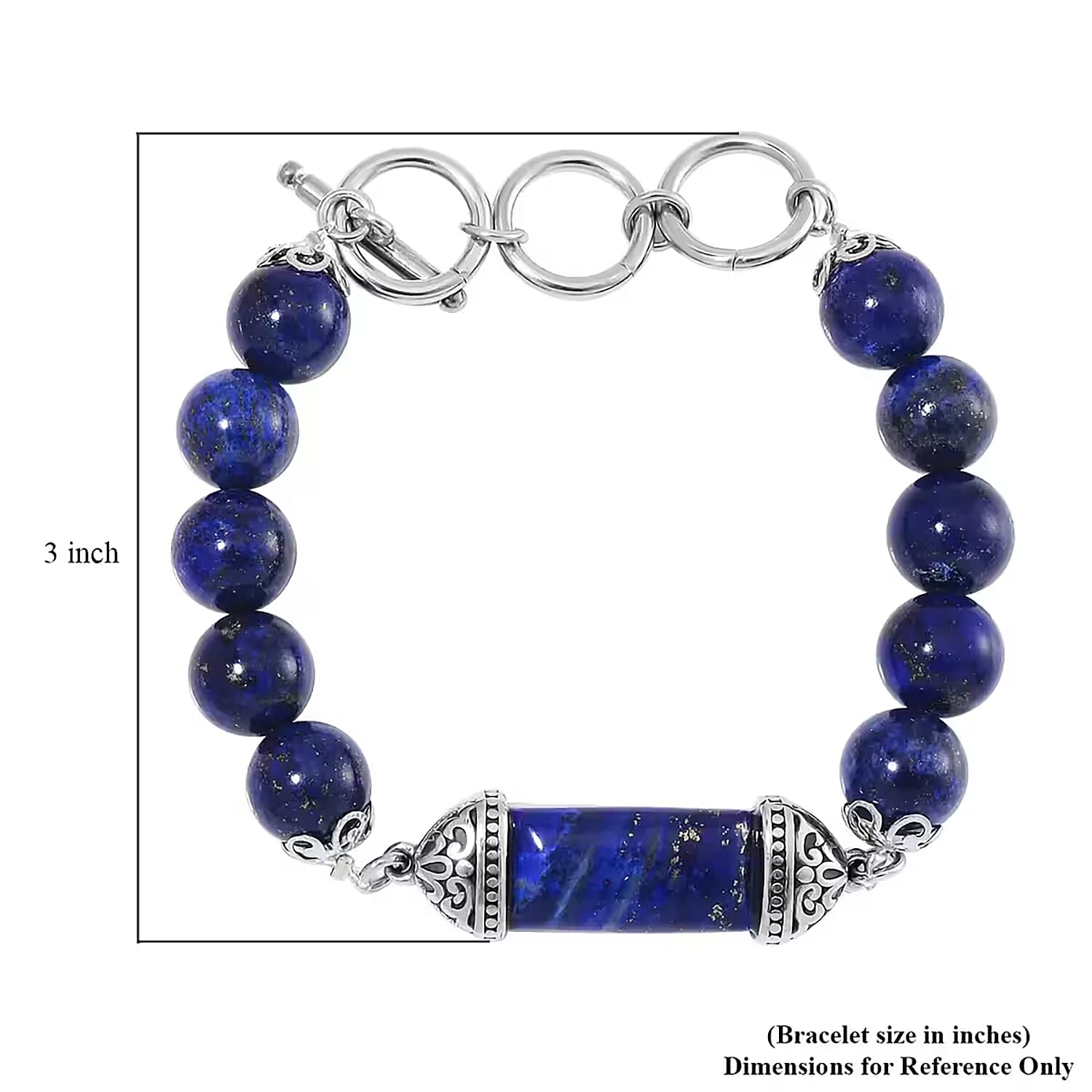 Value Buy Lapis Lazuli Bracelet in Stainless Steel (6.75 In) 117.20 ctw