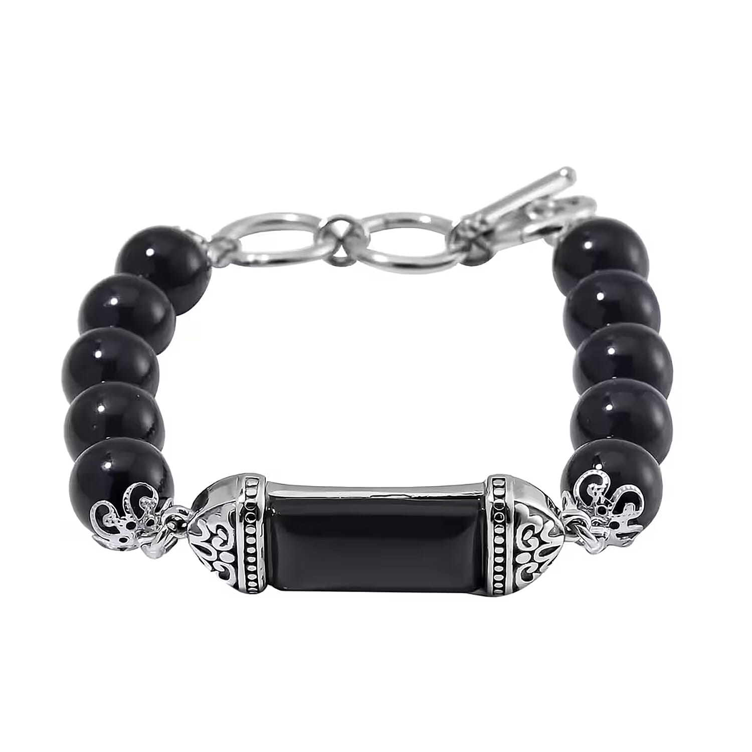 Yellow Tiger's Eye 117.20 ctw Station Bracelet in Stainless Stee (6.75 In)
