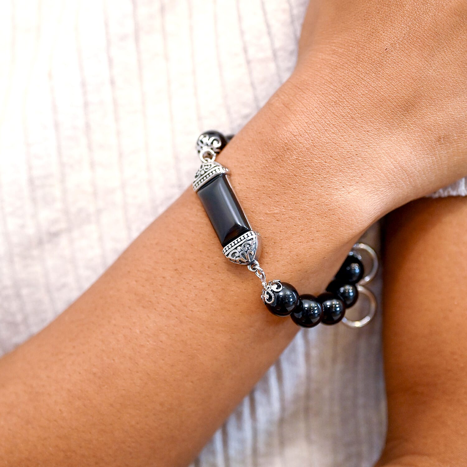 Value Buy Black Tourmaline Bracelet in Stainless Steel (6.75 In) 117.20 ctw