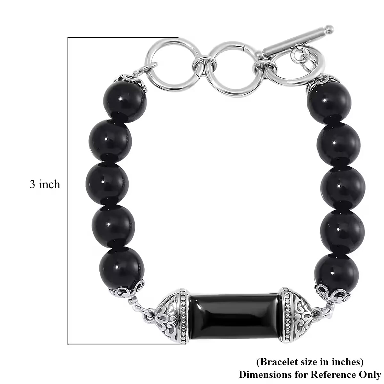 Value Buy Black Tourmaline Bracelet in Stainless Steel (6.75 In) 117.20 ctw