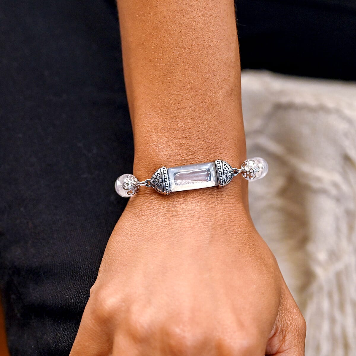 Value Buy White Crystal Quartz Bracelet in Stainless Steel (6.75 In) 117.20 ctw image number 1