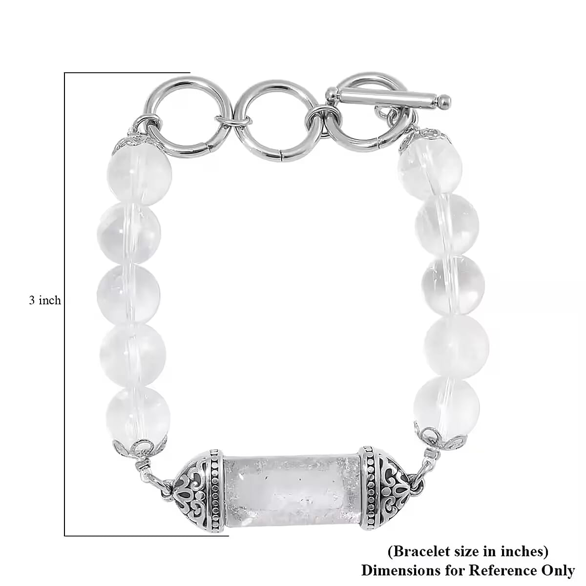 Value Buy White Crystal Quartz Bracelet in Stainless Steel (6.75 In) 117.20 ctw image number 6
