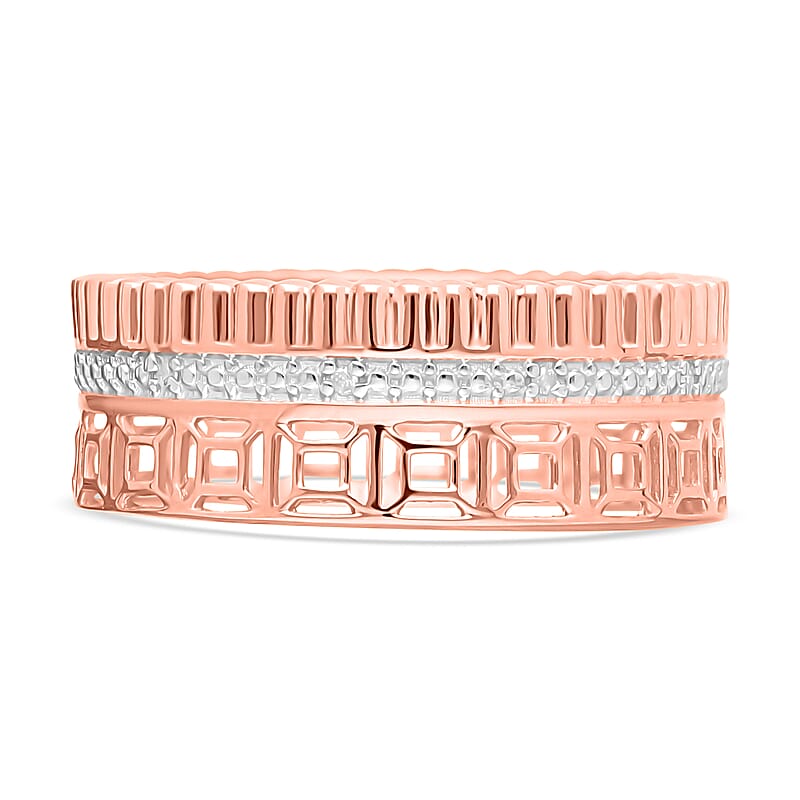 Diamond Accent Ring in Vermeil Rose Gold Over Sterling Silver (Size 8.0)