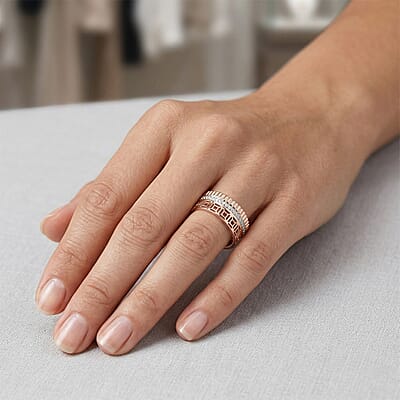 Diamond Accent Ring in Vermeil Rose Gold Over Sterling Silver (Size 8.0)
