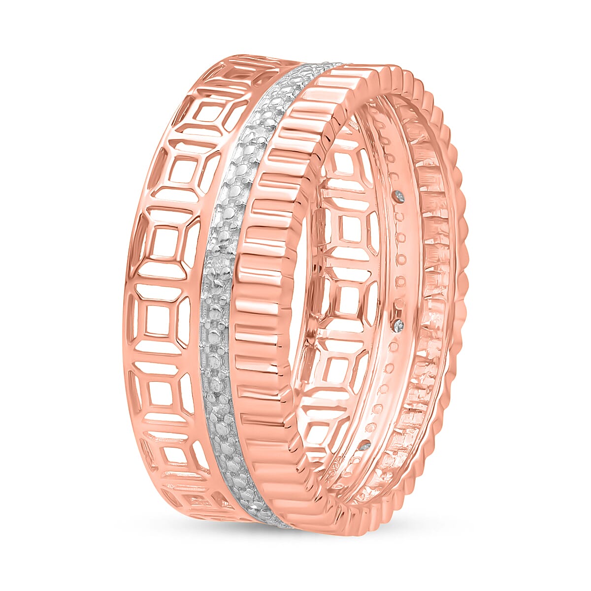 Diamond Accent Ring in Vermeil Rose Gold Over Sterling Silver (Size 8.0)