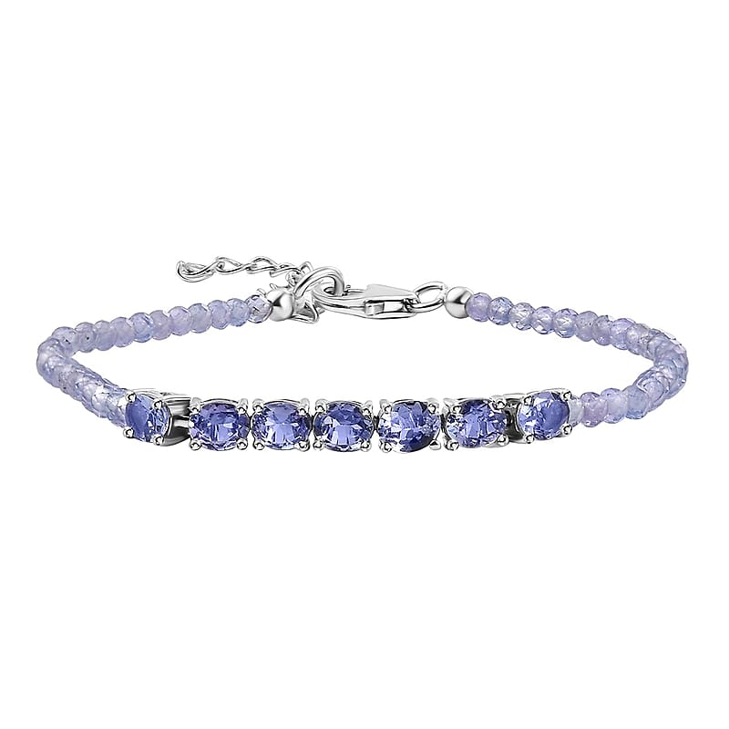 D'Joy Tanzanite 9.75 ctw Bracelet in Platinum Over Sterling Silver (6.50-8.00In)