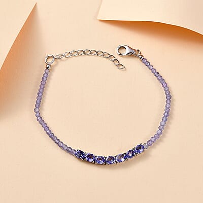 D'Joy Tanzanite 9.75 ctw Bracelet in Platinum Over Sterling Silver (6.50-8.00In)
