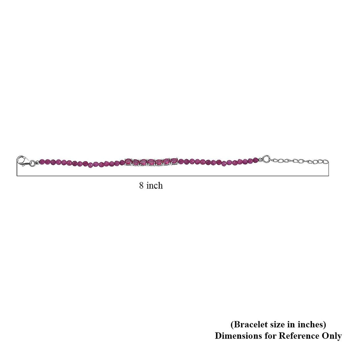Niassa Ruby (FF) 15.65 ctw Bracelet in Platinum Over Sterling Silver (6.50-8.00In) image number 4