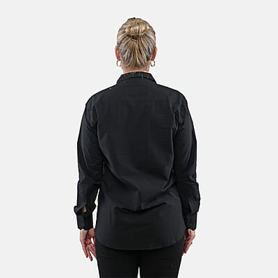 Tamsy 100% Cotton Black Button up Long Sleeve Shirt - S