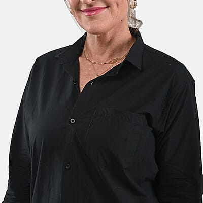Tamsy 100% Cotton Black Button up Long Sleeve Shirt - S