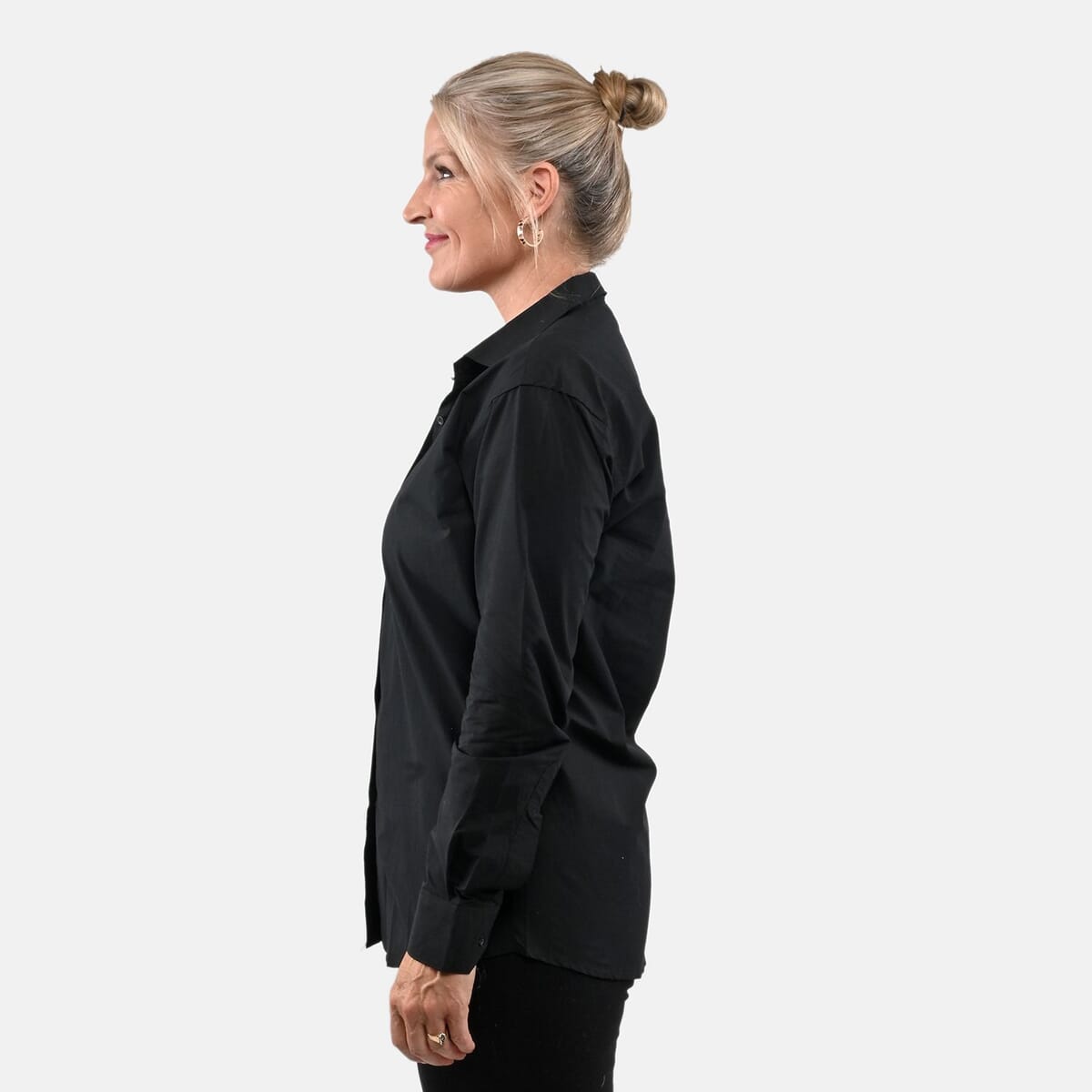Tamsy 100% Cotton Black Button up Long Sleeve Shirt - XL image number 2