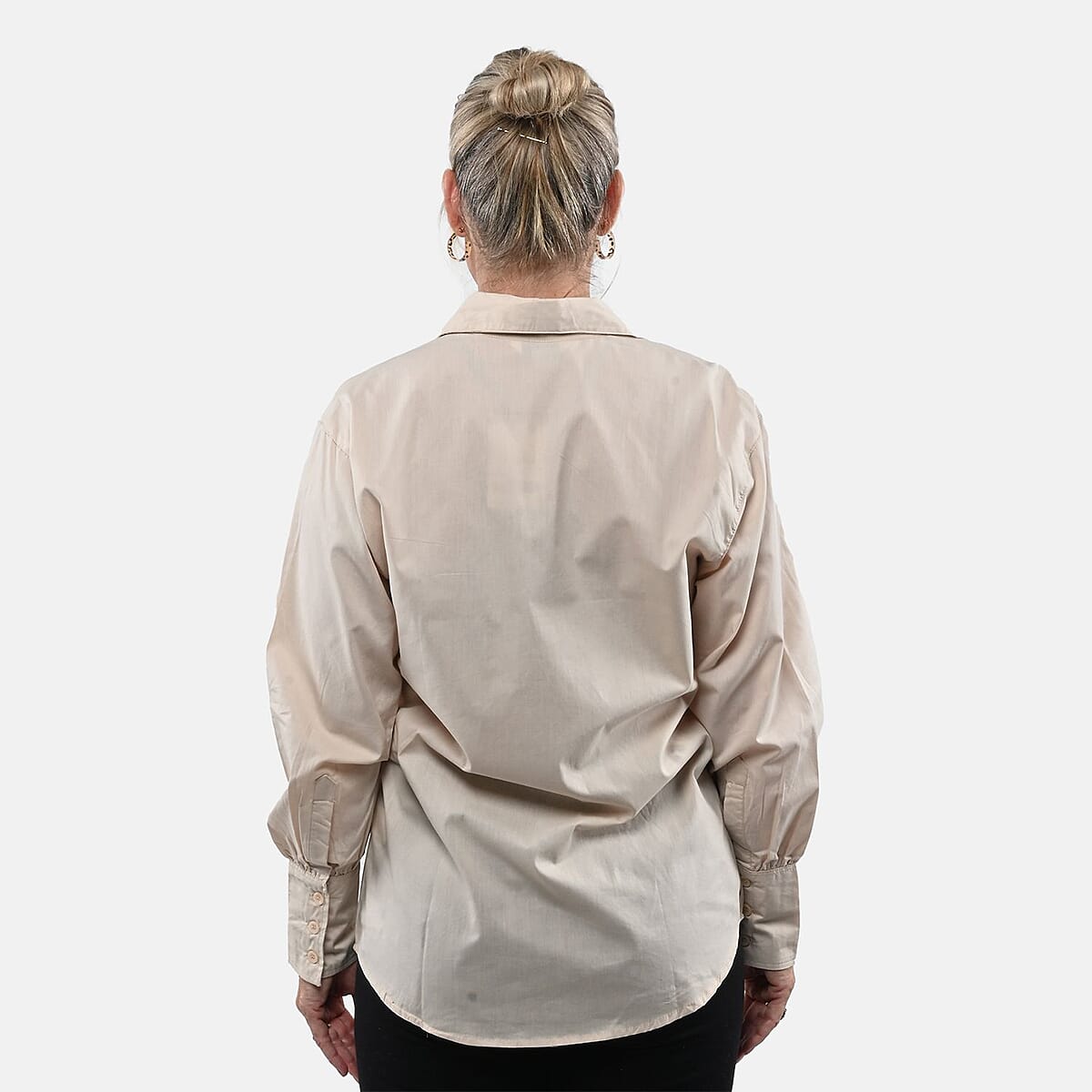 Tamsy 100% Cotton Stone Color Button up Long Sleeve Shirt - S image number 1