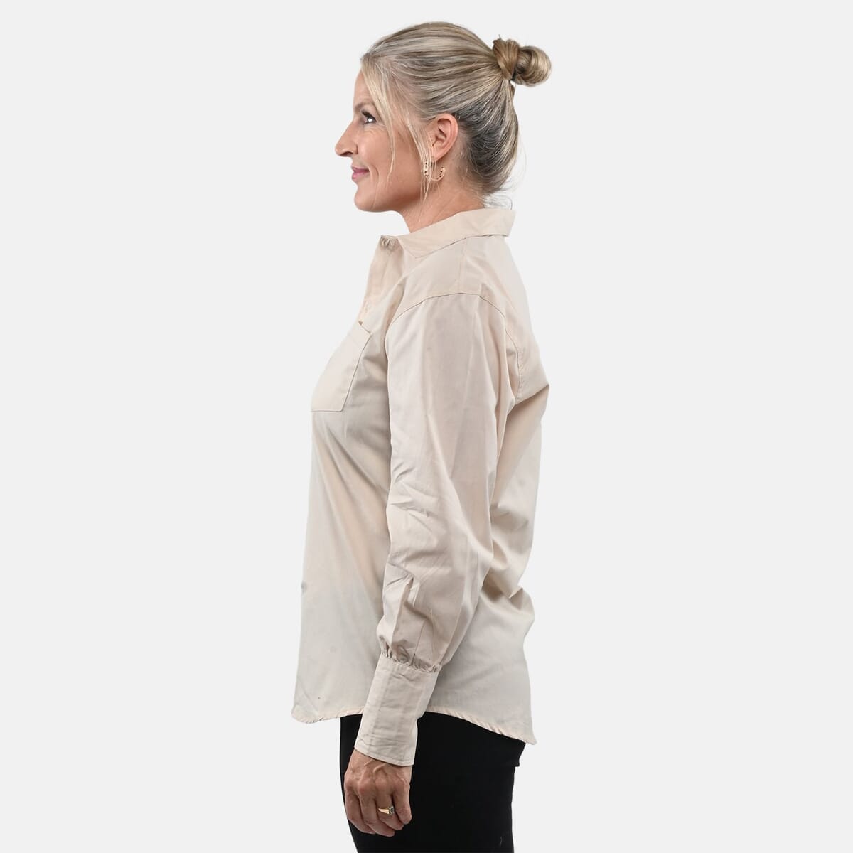 Tamsy 100% Cotton Stone Color Button up Long Sleeve Shirt - XL image number 2