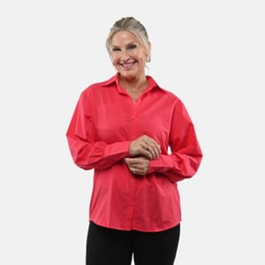 Tamsy 100% Cotton Pink Button up Long Sleeve Shirt - XL