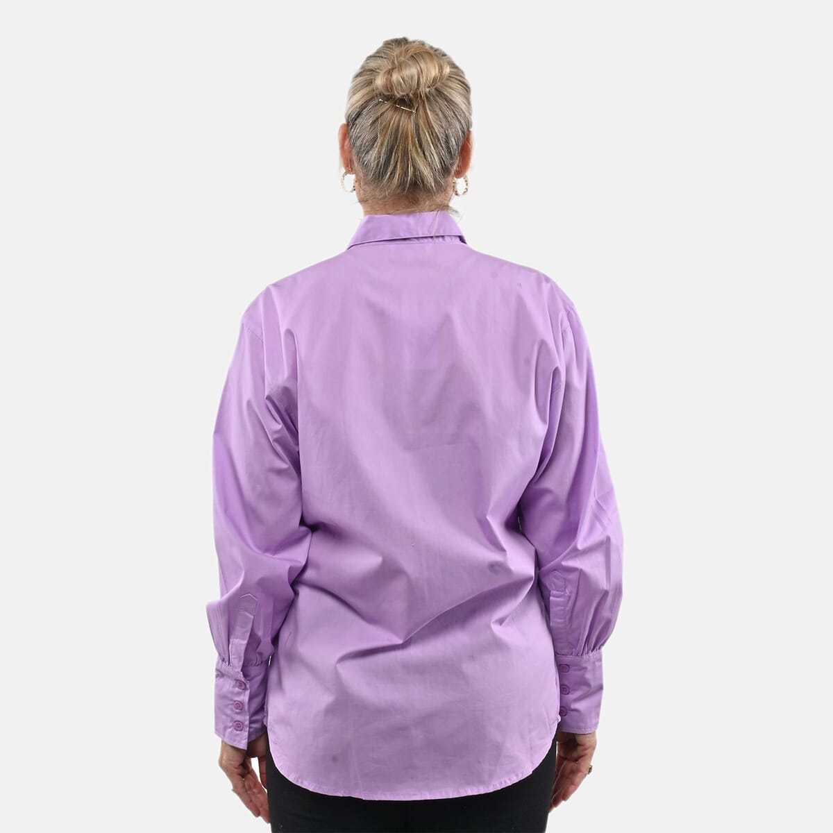 Tamsy 100% Cotton Lilac Button up Long Sleeve Shirt - XL image number 1
